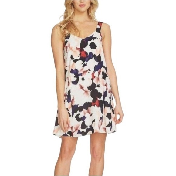 1. State Dresses & Skirts - 1. State Size Large Floral Mini Shift V-Neck Sleeveless Flowy Chiffon Sundress